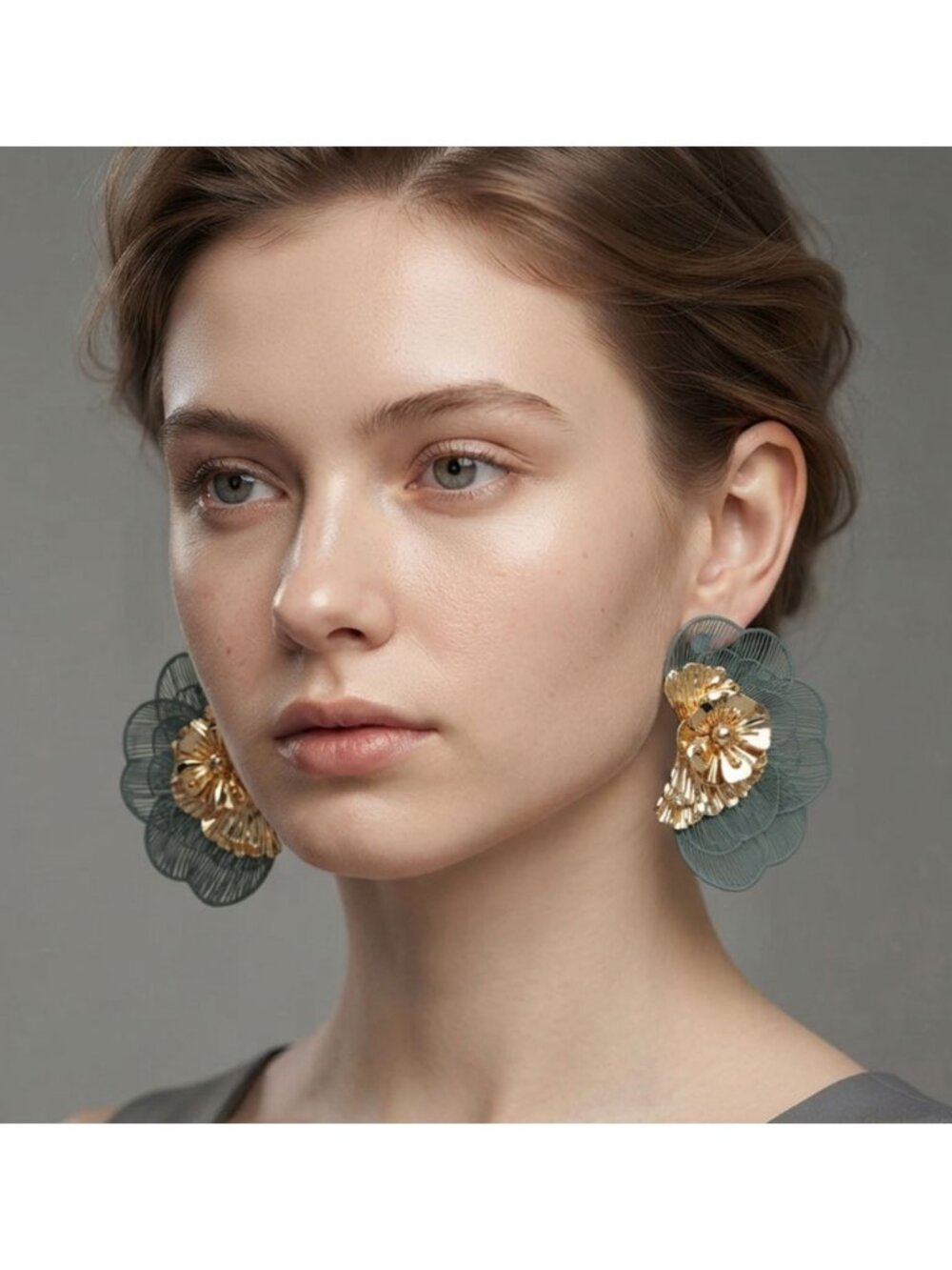Tigerstars Bold Sculptural Layered Openwork Half Floral Earrings